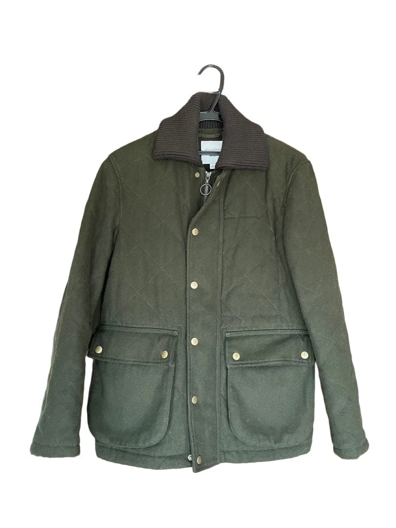 Olive Green Quilted Jacket Men's Outerwear Warm Lightweight Used