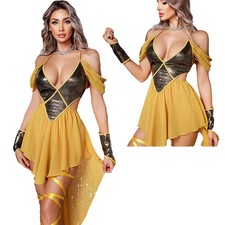 Womens Dance Outfits Cleopatra Egyptian Goddesses Costume Chiffon Hem Dress
