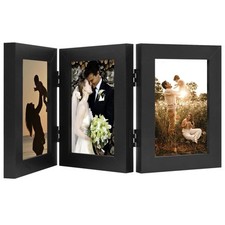 Golden State Art, 4x6 Three Picture Frame Trifold Hinged Photo Frame with 3