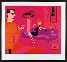 Scorpio SHAG PRINT Determined and Forceful Serigraph Signed 2003 Josh Agle Mint!