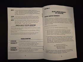 Nintendo NES Advantage Joystick Controller Original User Manual Instructions