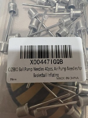 CIZEBO 40pcs Metal Ball Pump Needles, Silver Basketball Air Valve Adapters