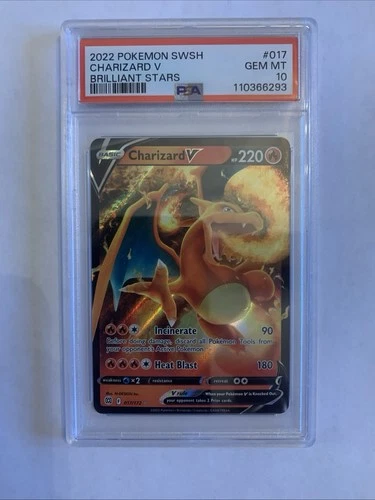 Pokemon PSA 10 GEM MT Charizard V 017/172 Brilliant Stars Holofoil 2022 S#9497