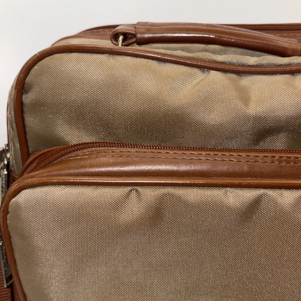 Bolso para cámara Canon vintage beige marrón cuero lona 3 bolsillos con cremallera retro S-1 TN Foto 2 de 4