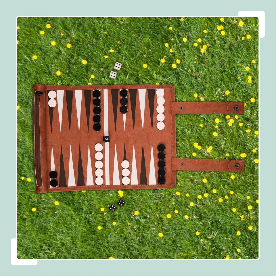 Backgammon zum Aufrollen Brettspiele Reise-Backgammon Reisespiel Tavla Spiel - Bild 2 von 4