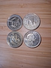 2004 Forth Railway Bridge inside a Border of Railway Tracks UK One Pound £1 coin