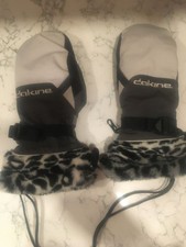 Dakine Women's Mittens Preowned Leopard Print Insert Ski Snowboard XS