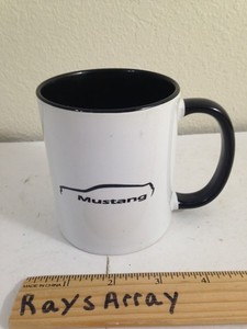 Ford Mustang outline logo coffee mug cup white black