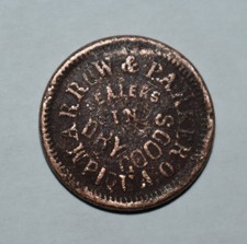 135c. CIVIL WAR TOKEN: R8, MARROW & PARKER, DRY GOODS DEALER, PIQUA, OH F730D-1a