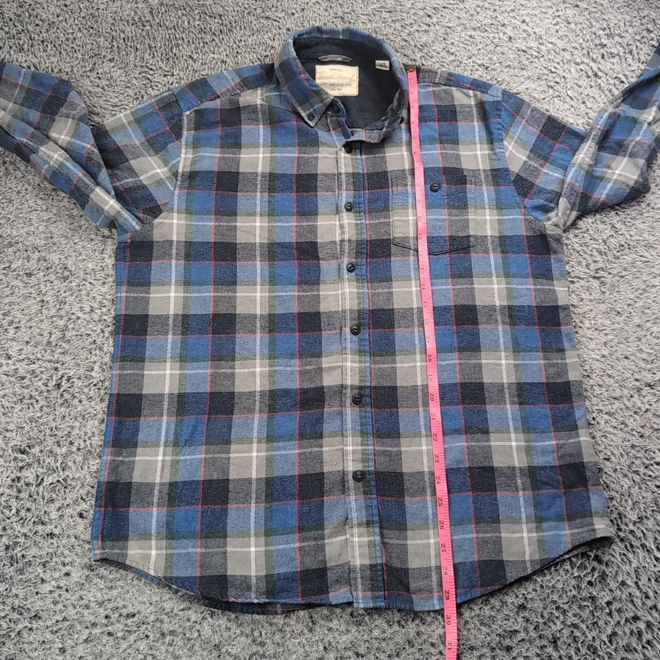 Weatherproof Vintage Shirt Men Large Blue Gray Flannel Lumberjack Casual Button - Image 4 of 4