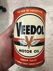 Vintage Full Veedol Motor Oil Can Metal Quart Vintage Original Tidewater Nice!