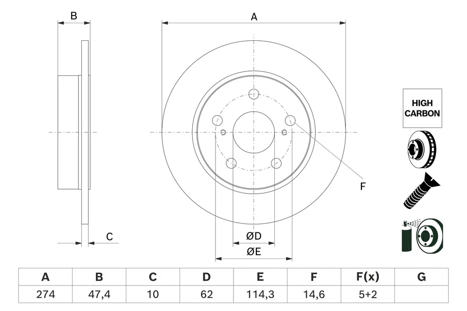 2x BRAKE DISC 0 986 479 H73 FOR TOYOTA M15A-FKS 1.5L 3cyl COROLLAM20A-FXS 2.0L - Image 2 of 4
