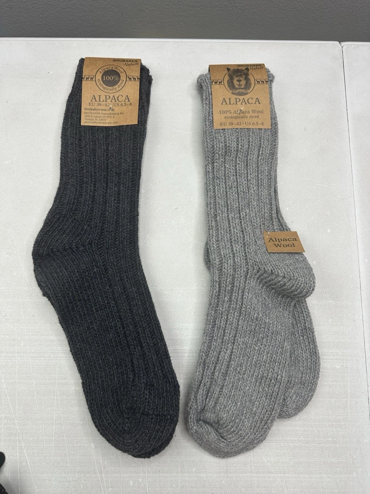 BRUBAKER Alpaca Wool Socks Size 6.5 - 8 Winter Unisex 2 Pair Pack