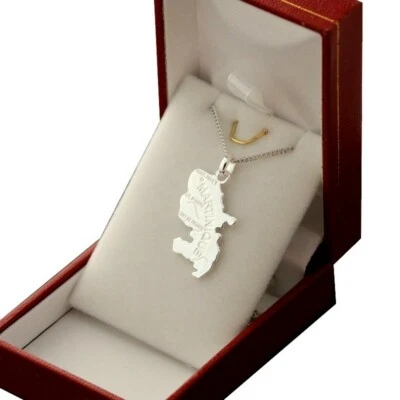 ASCALIDO Pendentif carte MARTINIQUE neuf en Argent Massif 925 avec/sans chaine et ecrin