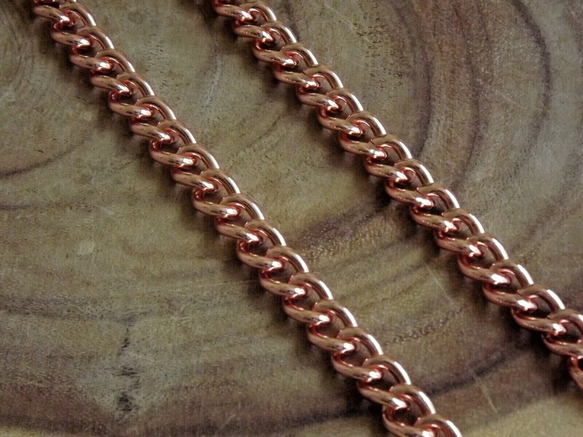 Pure Solid Copper Chain Heavy Bracelet / Necklace Set Curb Link Biker  Arthritis