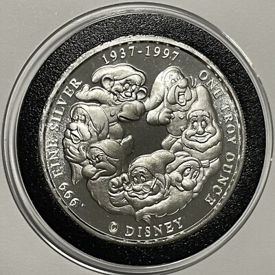Disney Snow White 60th Anniversary Coin 1 Troy Oz .999 Fine Silver