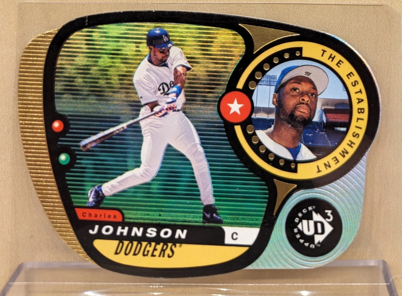 1998 Upper Deck UD3 DIE CUT #263 Charles Johnson RARE RAINBOW FOIL DIE CUT /100