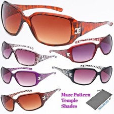 Women CG Bling logo Rectangular Animal Pattern Maze Temple Fashion Sunglasses