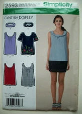 Scoop neck pullover tops Designer Rowley pattern 2593 size  14 16 18 20 22 UNCUT