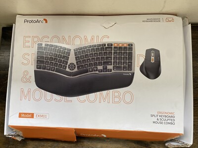 Ergonomic Wireless Keyboard Mouse ProtoArc EKM01 Plus Full Size Ergo Bluetooth