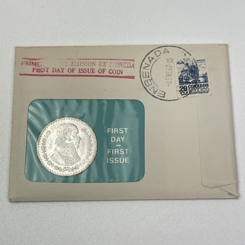 Moneda de un peso 1967 México BU 10% plata con sello en FDC 1er día de emisión - Imagen 9 de 10