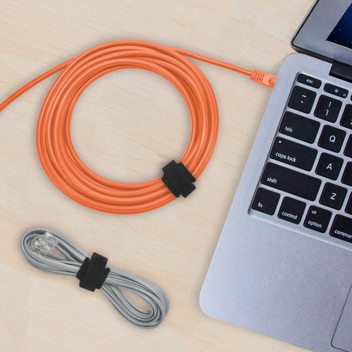 100 Pcs 8" Reusable Hook Loop Straps Cable Tie Cord Wire Wrap Fastener Black - Picture 5 of 6