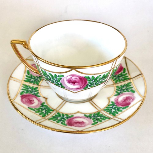 Mintons Tea Cup & Saucer, Hand Painted Roses, Art Nouveau, C 1900 - Picture 3 of 4