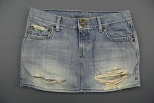 Women's Abercrombie and Fitch Denim Jean Mini Skirt Distressed Sz 2 Zipper Fly