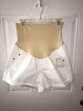 NEW Maternity a:glow White Stretch Boyfriend Cuffed Short Size 16 Belly Band