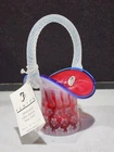 2001 FENTON ART GLASS STARS & STRIPES 7" BASKET