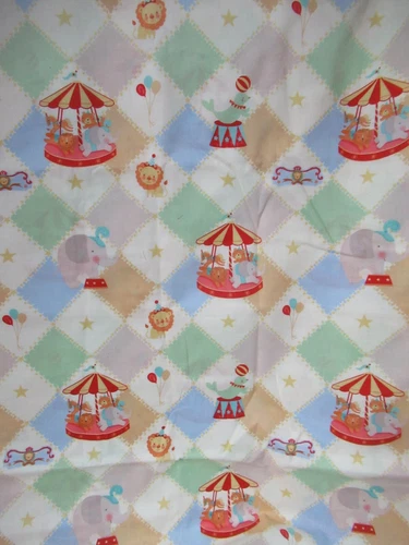 Hallmark David Textiles cotton quilting fabric CIRCUS & CAROUSEL  VTG.  25" X42"