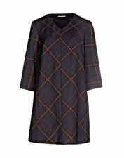 NOSHUA Short Mini Dress Diamond Patten Black Brown Womens Medium Made in Italy