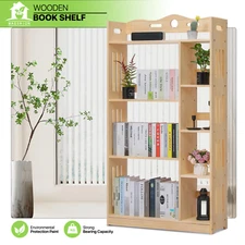61"Wooden 4-Tier[MULTIPLE COMPARTMENTS]Bookshelf Child Bedroom Book Storage Rack