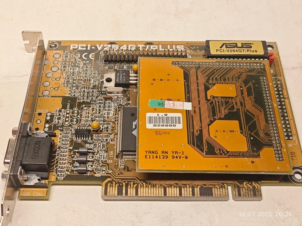 RARE *4 MB SGRAM* PCI VGA ASUS PCI-V264GT/Plus (ATI 3D Rage II / II+DVD ) 4 MB - Image 3 of 4