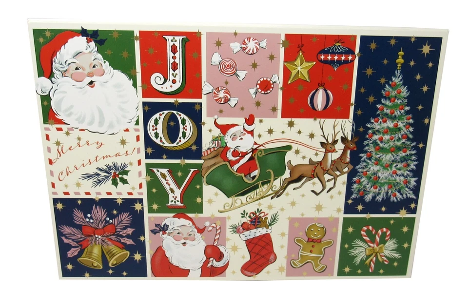 Set of 3 Punch Studio Flip Top Nesting Boxes Christmas Santa Montage 25950 - Image 2 of 4