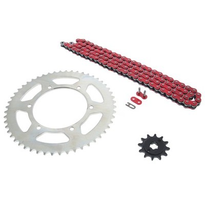 2005-2014 Yamaha TT-R230 230 Red Non O Ring Chain & Sprocket Silver 12/52 112L