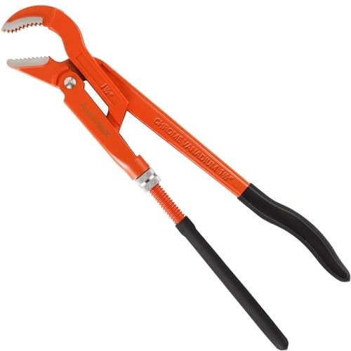 17" Heavy Duty Adjustable Pipe Wrench, 45° Angled Jaw for Plumbing & Nuts - Picture 3 of 8