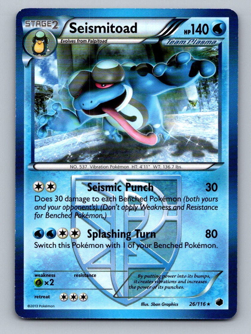 Seismitoad (Team Plasma) Rare Plasma Freeze 26/116 LP