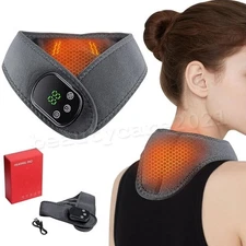 Cordless Neck Heating Pad Heated Neck Wrap Pain Relief with Vibration Massage