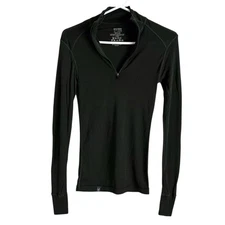 Ibex Mens Small Merino Wool Base Layer Woolies 150 Pullover 1/4 Zip Dark Green