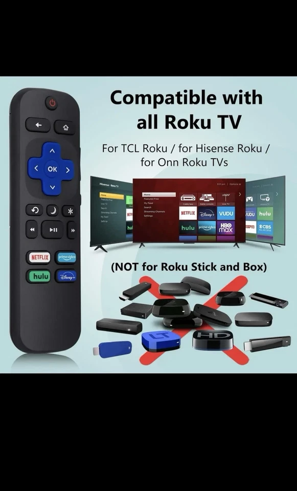 Paquete de 2 controles remotos de reemplazo para todos los televisores Roku TCL/Hisense/Onn Roku Foto 4 de 4