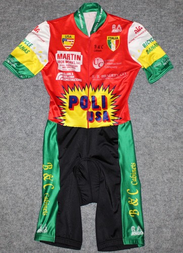 Vintage R ANDO FULL ZIP SKINSUIT Made USA 90s Reno Tahoe Cycling M Shorts Jersey