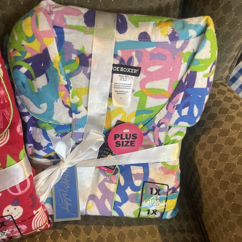 JOE BOXER Pajama Set Of 2 1 X Lounge Y2K Sleepwear Flannel Vtg KMART PJs New - Image 2 of 4