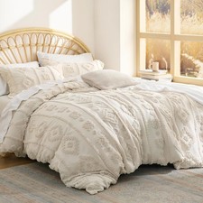 Bedsure Boho Tufted Beige Comforter Set Queen Size, GentleSoft  3 Pieces Boho