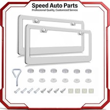 2pcs 304 Chrome Stainless Steel Us License Plate Frame Tag Cover With Screw Caps 2pcs 304 Chrome Stainless Steel Us License Plate Frame Tag Cover With Screw Caps