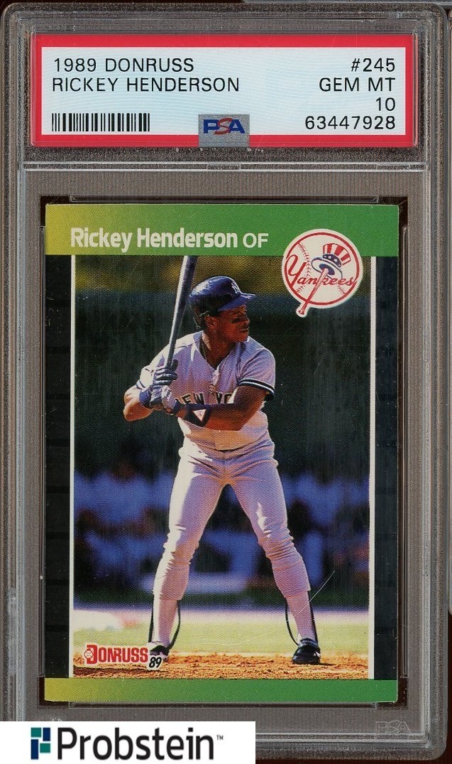 1989 Donruss #245 Rickey Henderson New York Yankees HOF PSA 10 GEM MINT