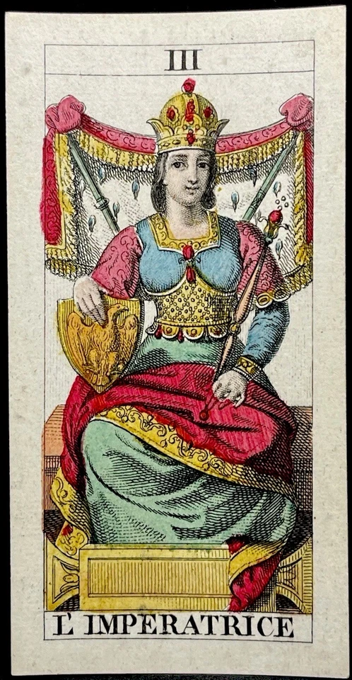 c1835 High Grade The Empress Tarot Playing Card Tarocchi Gumppenberg Milan Italy - image 3 of 4
