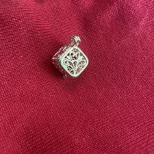 Filigree Cube Tree Of Life Silver tone Aromatherapy Cage Pendant