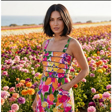 VTG 90s SPENCE Corset Floral Spring Dress Bodycon SZ 6