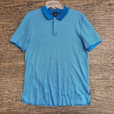 Hugo Boss Slim Fit Polo Shirt Blue Short Sleeve Collared Size Large